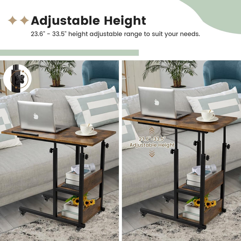 C Shaped Side Table Sofa with Charging Station