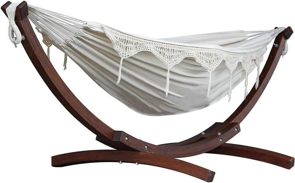 C8spct-00 Double Cotton Hammock with Solid Pine Arc