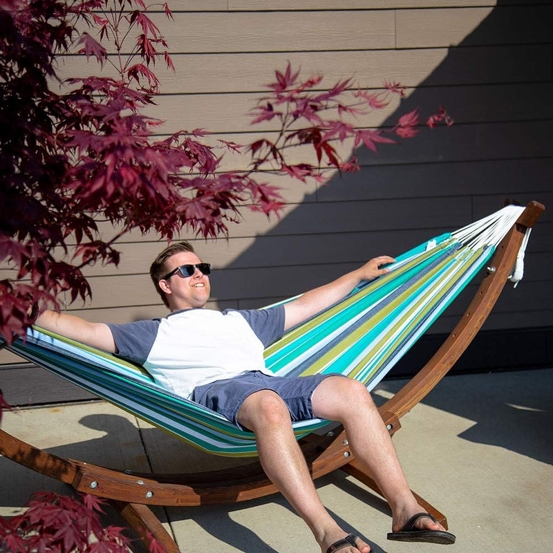 C8spct-00 Double Cotton Hammock with Solid Pine Arc