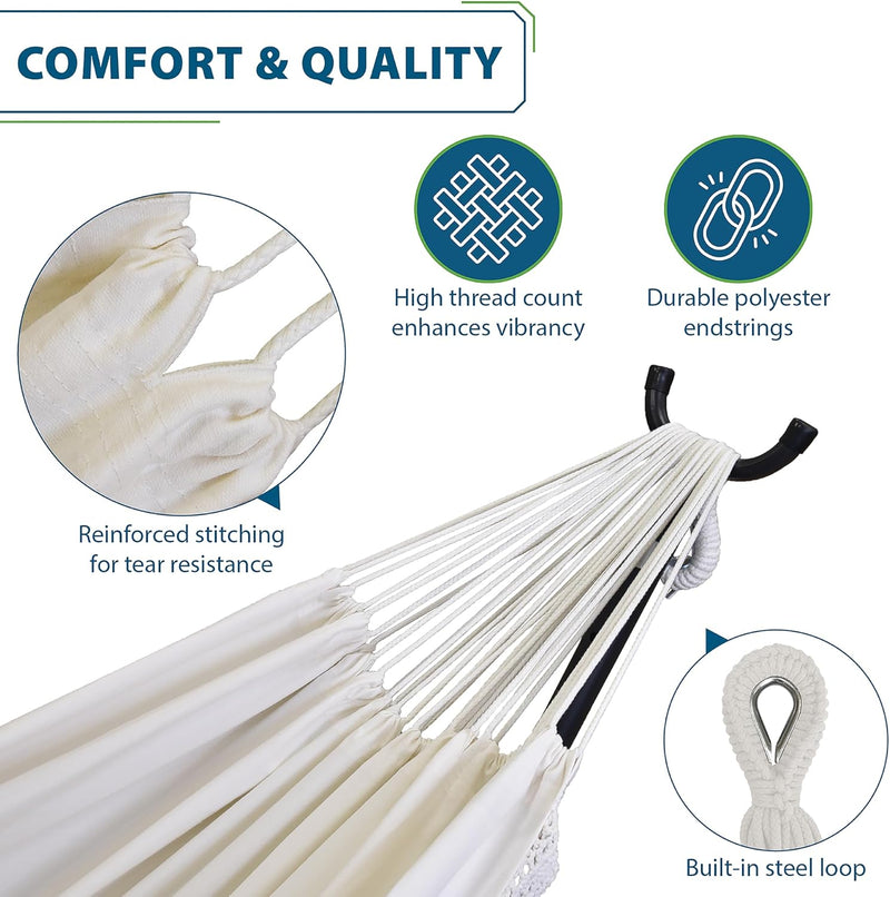 C8spct-00 Double Cotton Hammock with Solid Pine Arc