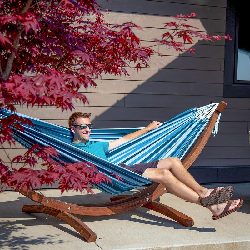 C8spct-00 Double Cotton Hammock with Solid Pine Arc