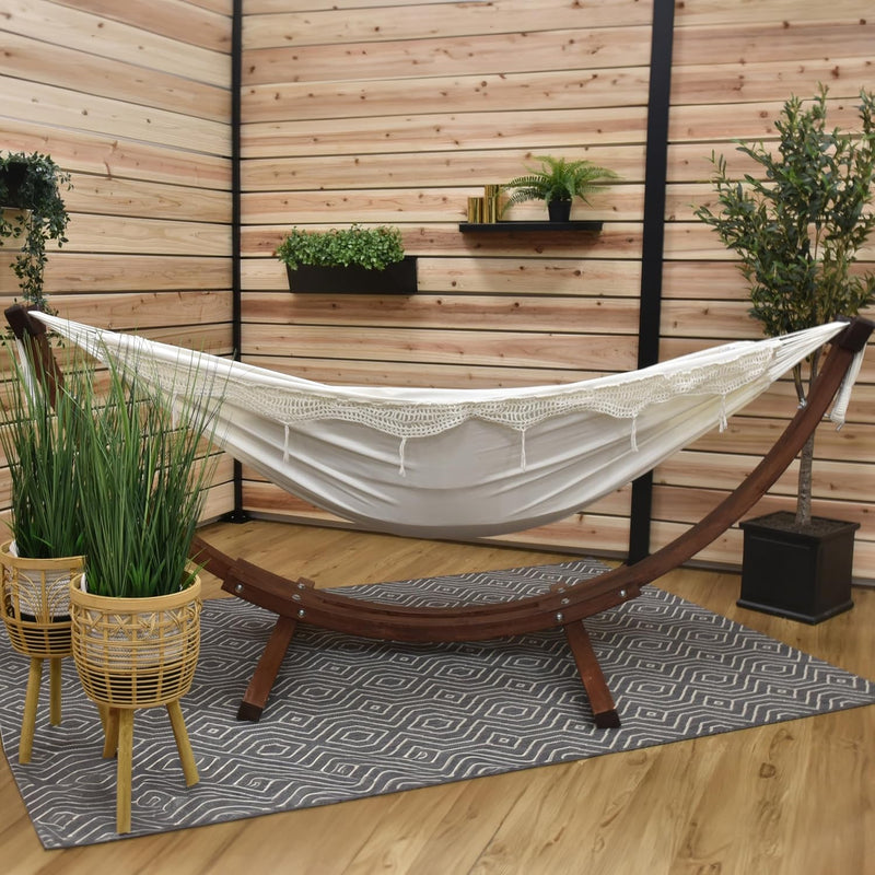 C8spct-00 Double Cotton Hammock with Solid Pine Arc
