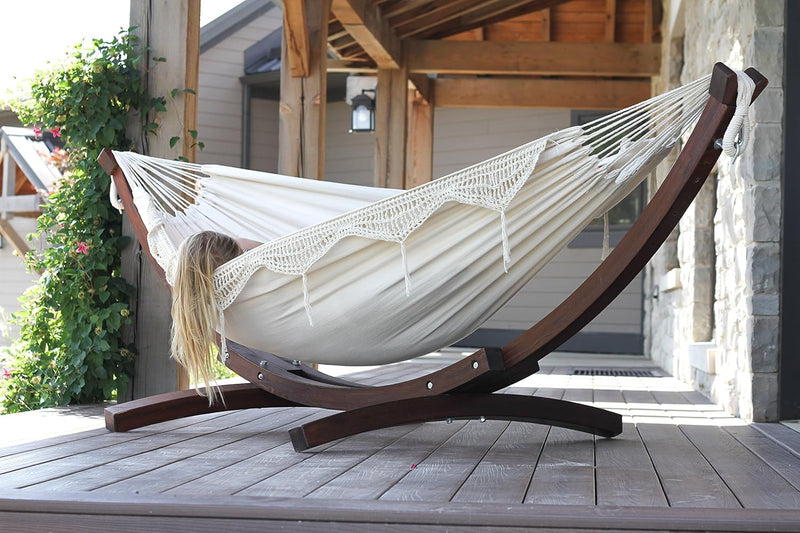 C8spct-00 Double Cotton Hammock with Solid Pine Arc