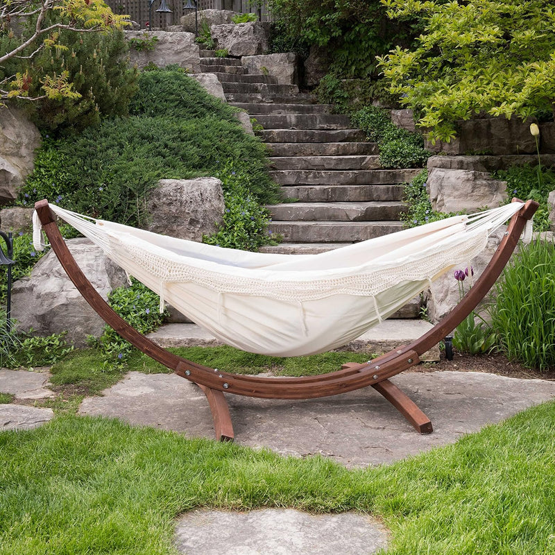 C8spct-00 Double Cotton Hammock with Solid Pine Arc