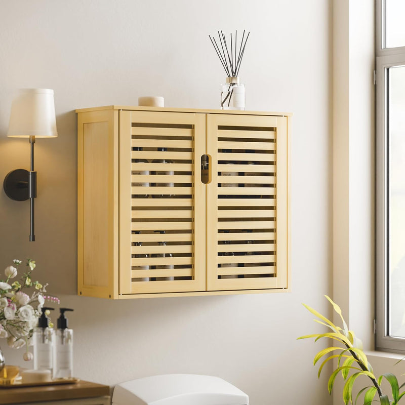 Cabinet Walnut Bathroom Wall Mounted Bamboo Over Toilet