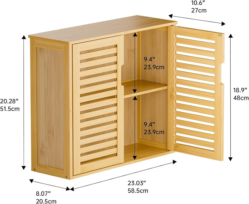 Cabinet Walnut Bathroom Wall Mounted Bamboo Over Toilet