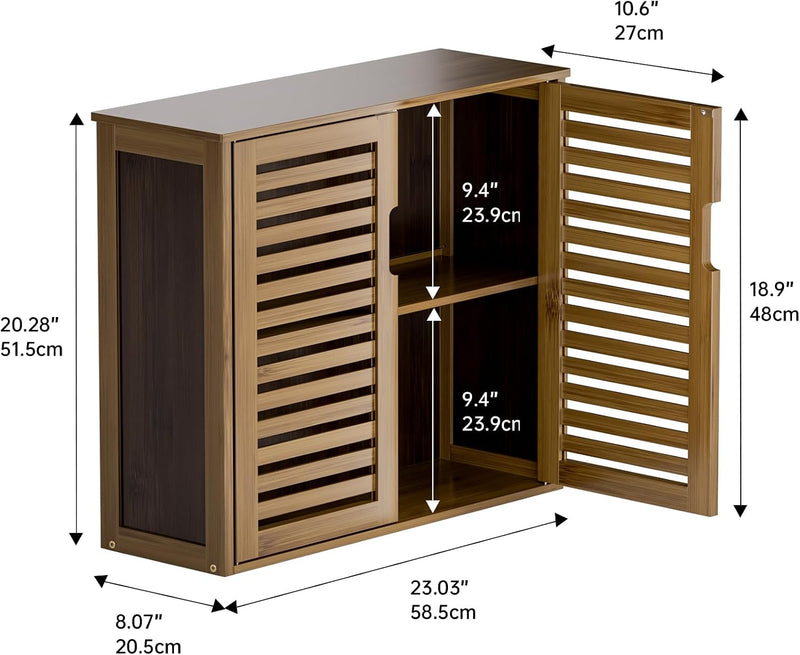 Cabinet Walnut Bathroom Wall Mounted Bamboo Over Toilet