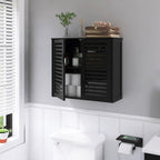 Cabinet Walnut Bathroom Wall Mounted Bamboo Over Toilet