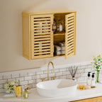 Cabinet Walnut Bathroom Wall Mounted Bamboo Over Toilet