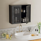 Cabinet Walnut Bathroom Wall Mounted Bamboo Over Toilet