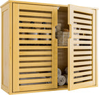Cabinet Walnut Bathroom Wall Mounted Bamboo Over Toilet