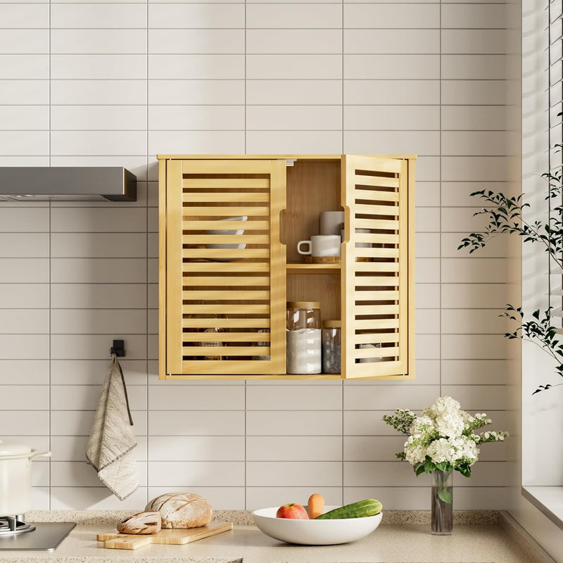 Cabinet Walnut Bathroom Wall Mounted Bamboo Over Toilet