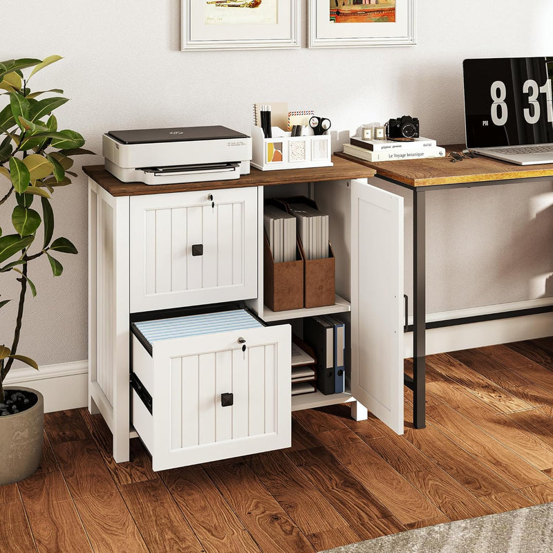 Cabinet Wooden Filing with 2 Lockable Drawers Under