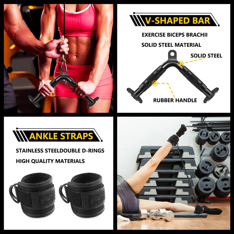 Cable Machine Attachment Set Multi-Functional Gym Attachments