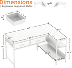 Caiyun L Shaped Computer Desk with 2 Drawers