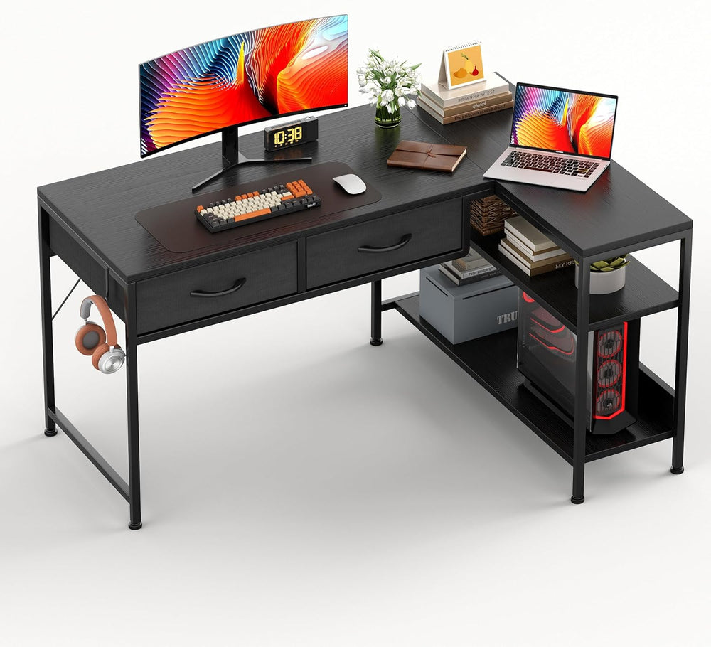 Caiyun L Shaped Computer Desk with 2 Drawers