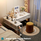 Caiyun L Shaped Computer Desk with 2 Drawers