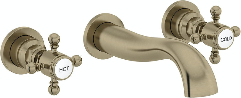 Camberley Wall Mounted Basin Mixer Tap Antique Brass