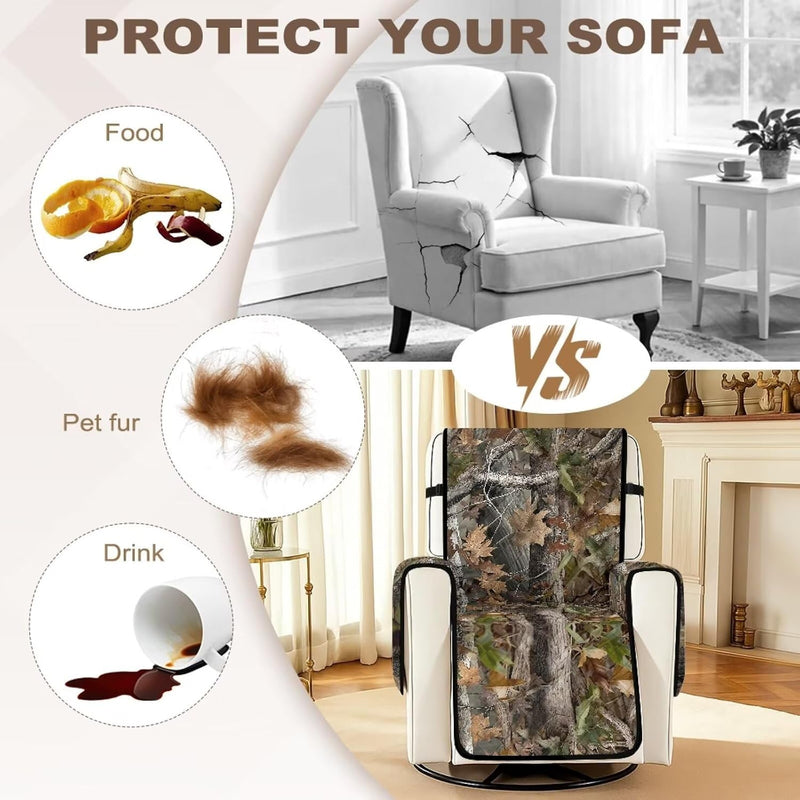 Camo Hunting Recliner Chair Cover Anti-Slip Protector
