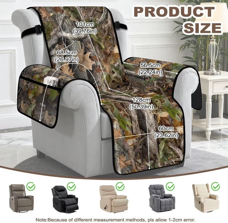 Camo Hunting Recliner Chair Cover Anti-Slip Protector
