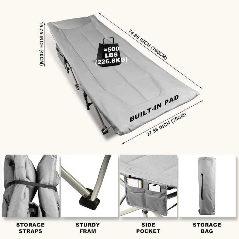 Camping Cot with Mattress for Adults Sleeping Cushion
