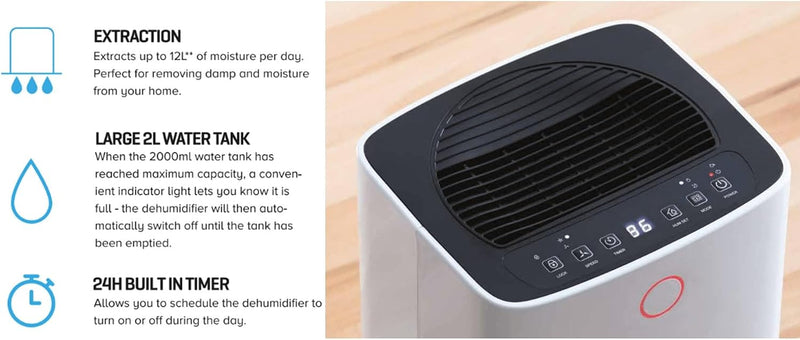 Capacity Room Dehumidifier with LED Power Indicator