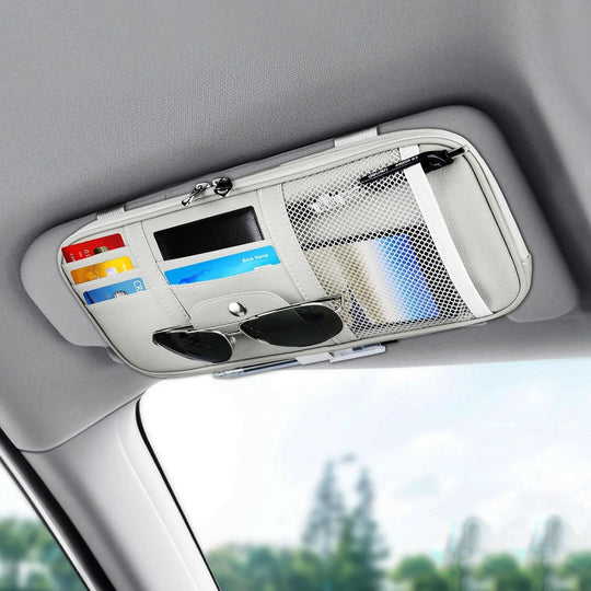 Car Sun Visor Organizer Auto Interior Leather Storage