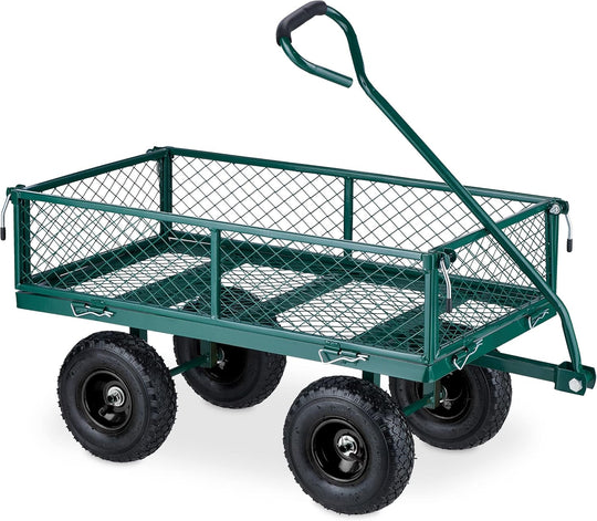 Heavy-Duty Cart Practical Garden Trolley Pneumatic Wheels