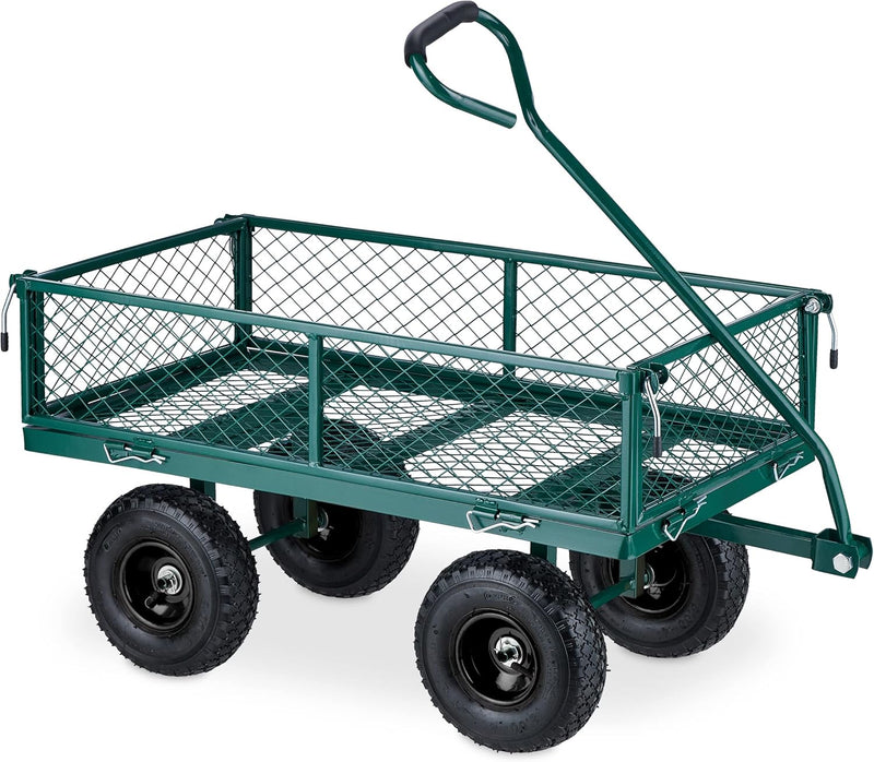 Heavy-Duty Cart Practical Garden Trolley Pneumatic Wheels
