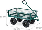 Cart Practical Garden Trolley Pneumatic Wheels Folding Sides