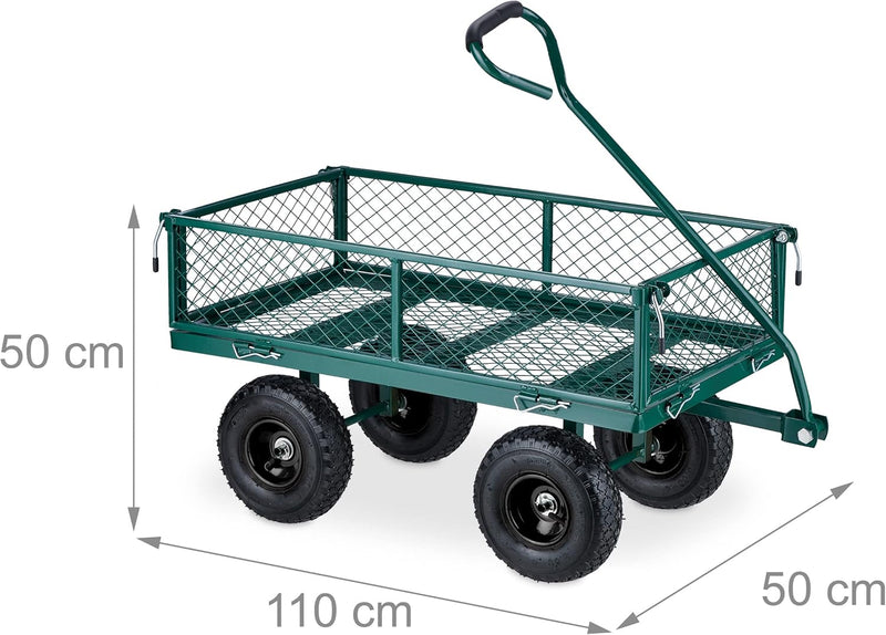 Heavy-Duty Cart Practical Garden Trolley Pneumatic Wheels