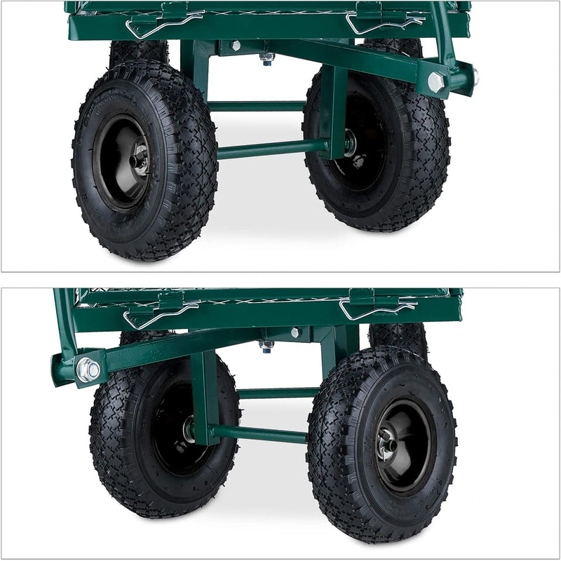 Heavy-Duty Cart Practical Garden Trolley Pneumatic Wheels