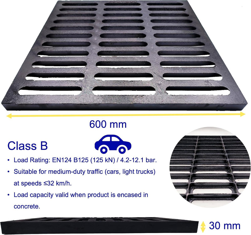 Cast Iron Drain Grate Driveway Channel Cover 700