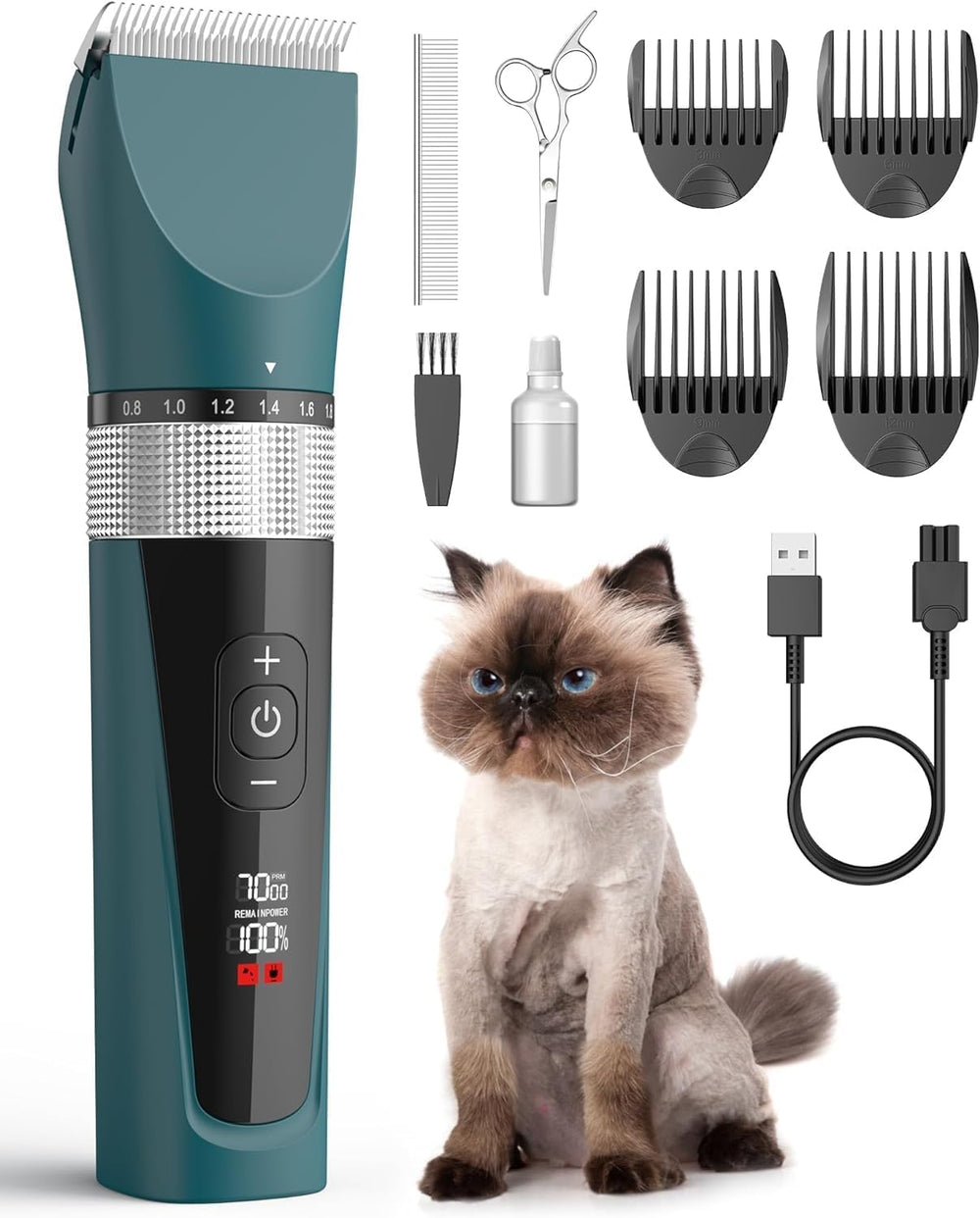 Cat Clippers for Matted Fur 5-Speed Quiet Cordless