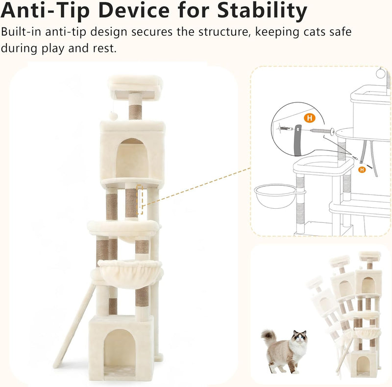 Cat Tree 184CM Anti-Tip Tower for Large