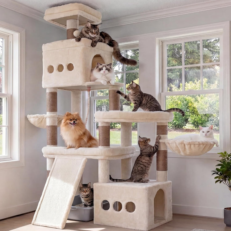 Cat Tree 184CM Anti-Tip Tower with Spacious Perches