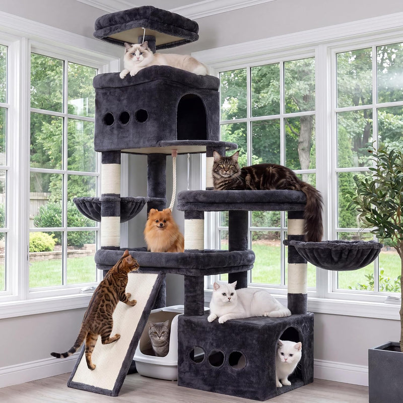 Cat Tree 184CM Anti-Tip Tower with Spacious Perches