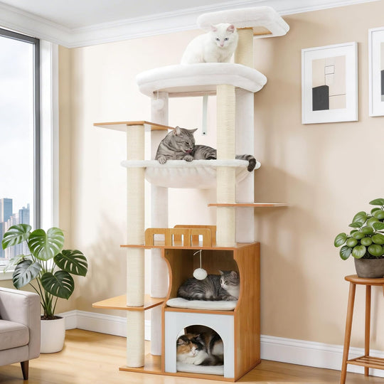Cat Tree 187CM Wood Tower for Large Cats