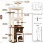 Cat Tree 187CM Wood Tower for Large Cats