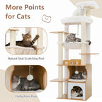 Cat Tree 187CM Wood Tower for Large Cats