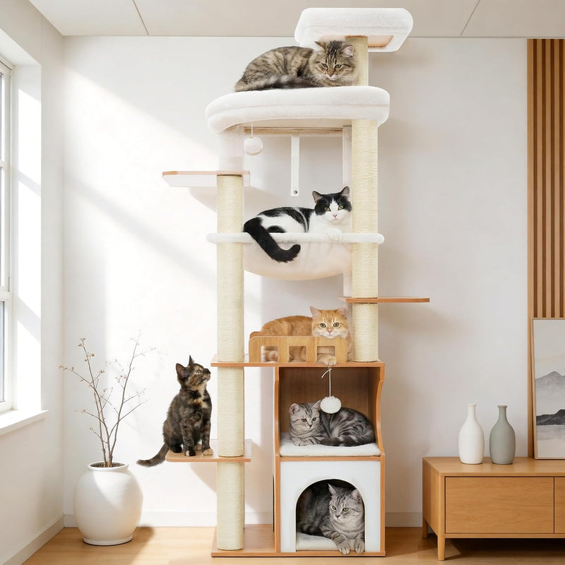 Cat Tree 187CM Wood Tower for Large Cats