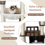 Cat Tree 187CM Wood Tower for Large Cats