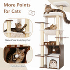 Cat Tree 187CM Wood Tower for Large Cats
