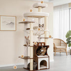 Cat Tree 187CM Wood Tower for Large Cats