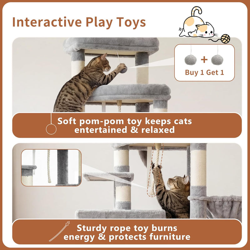 Cat Tree 188CM Streamlined Tower for Large Cats