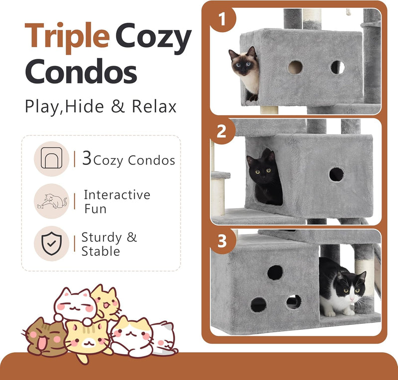 Cat Tree 188CM Streamlined Tower for Large Cats