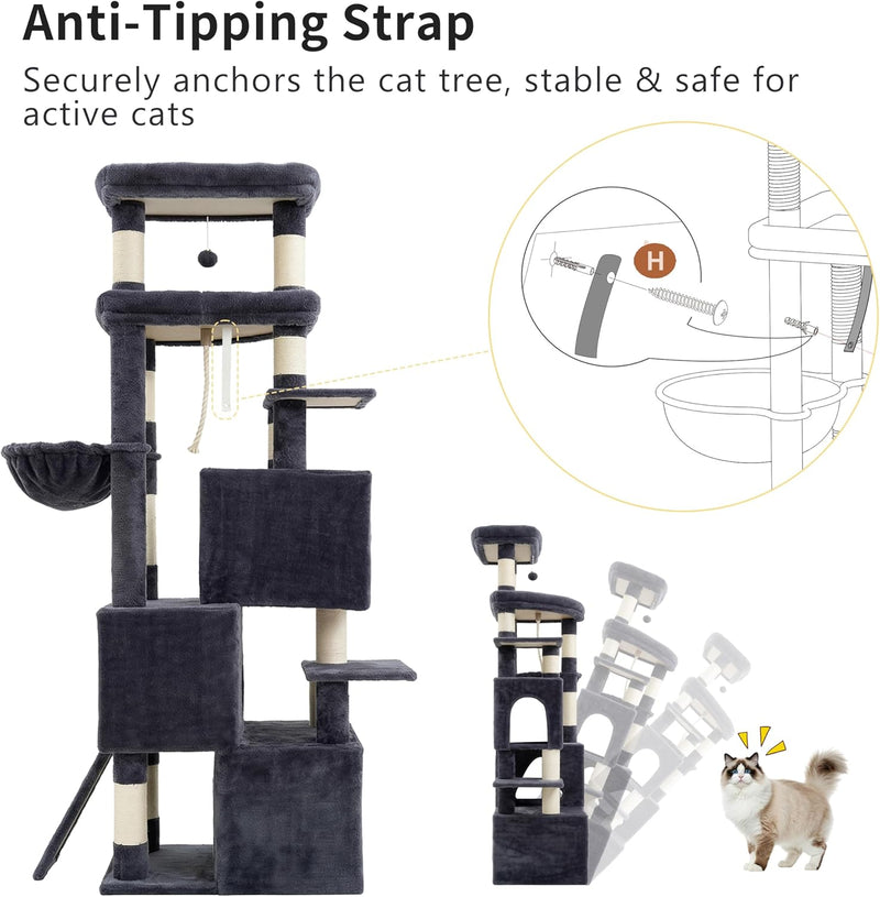 Cat Tree 188CM Streamlined Tower for Large Cats