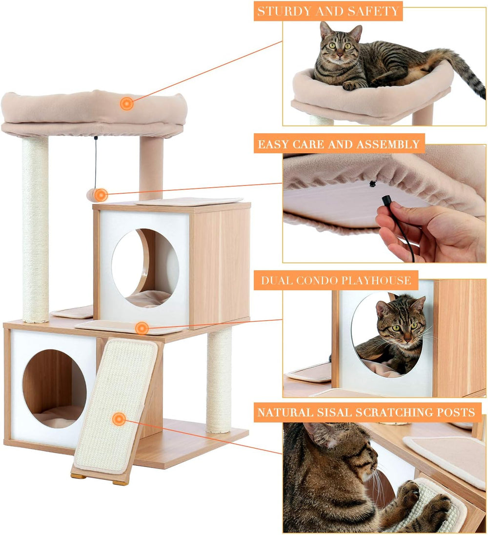 Cat Tree 35'' with Double Condos Perch Scratch