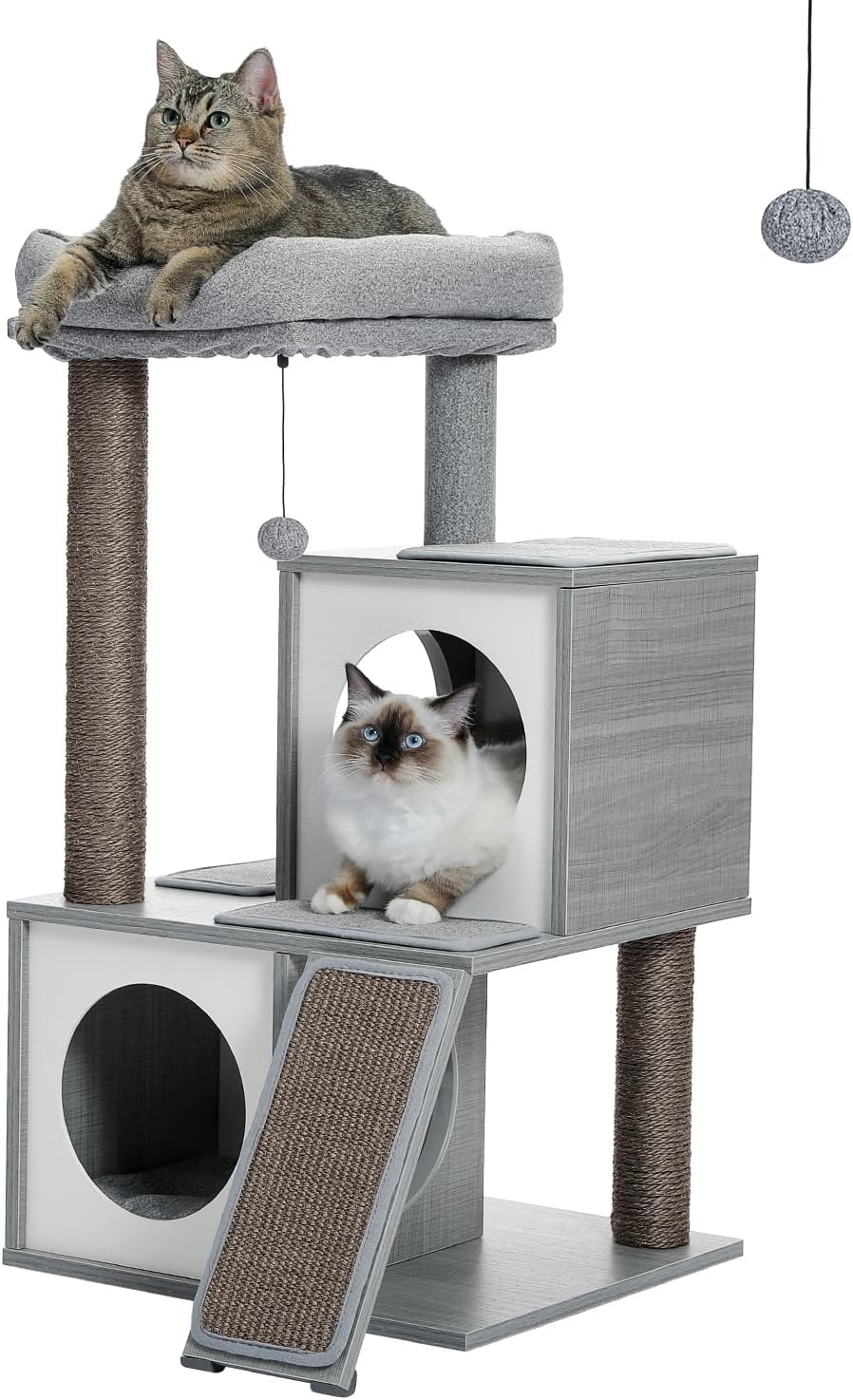 Cat Tree 35'' with Double Condos Perch Scratch