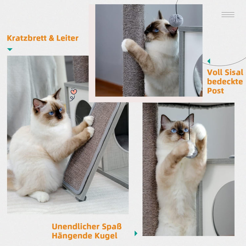 Cat Tree 35'' with Double Condos Perch Scratch